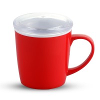 Paris Mug 350 ML With Lid-White & Tr Red