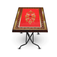 Deco Table 6 Seat S/L Print Rock 1 - Rose Wood