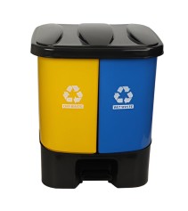Twin Paddle Bin 30L - Yellow & Royal Blue